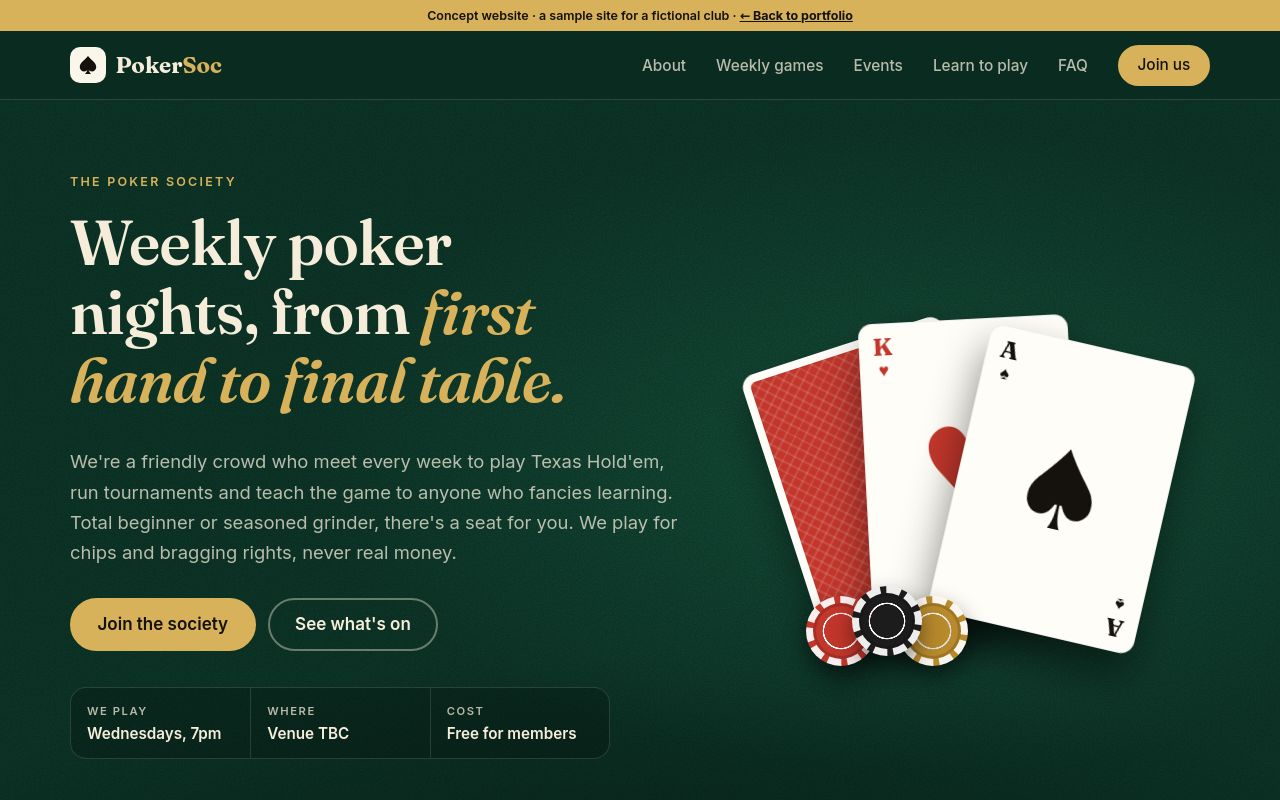 Poker Society homepage